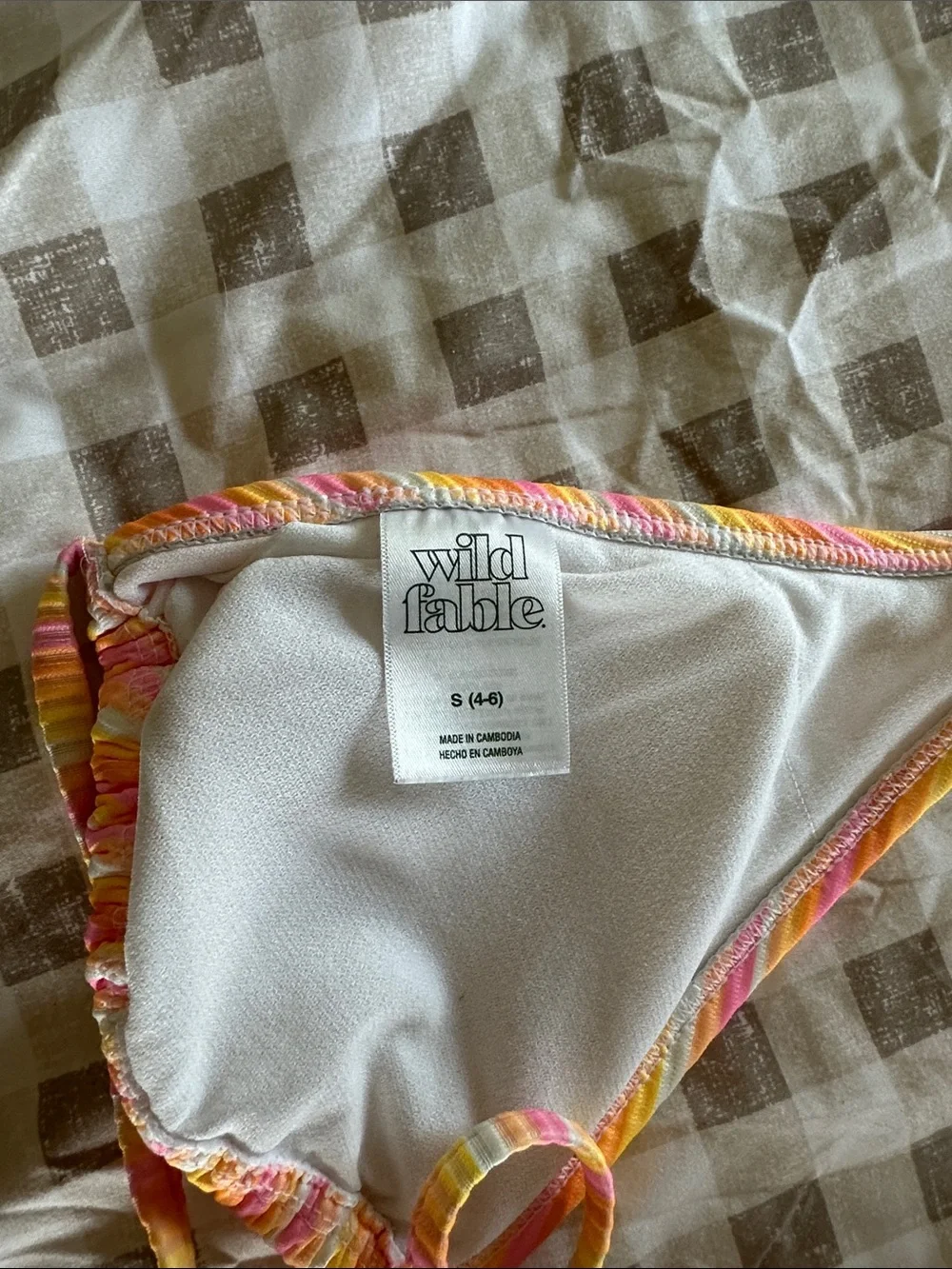 wild fable Yellow Pink Orange Striped Triangle Bikini Top